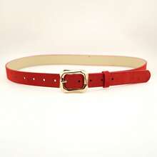 2/1 pieza paquete de cinturones de ante para mujer multicolor con hebilla dorada irregular azul hielo rojo tomate lima sorbete rosa pálido para verano y vacaciones - B - Ver 9