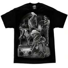 D Gonzales Art DGA Bust Ae Break Dancing Skeleton Adult S Tee Shirt - Black - View 7