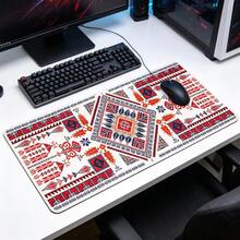 Vintage Red Pattern Gaming Mouse Pad Compatible For PC/Laptop/Desktop - Geometric Non-Slip Rubber Base Desk With -Slip,Computer Accessory For Office & Gaming - View 4
