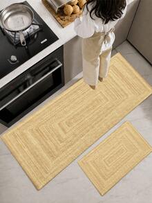Juego de alfombras de cocina lavables y antideslizantes (160 x 50 y 80 x 50 cm), suaves y duraderas. - Beis - Ver 1