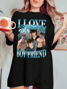 Ropa personalizada, Camiseta gráfica de mujer, Camiseta personalizada "Amo a mi novia/novio" para el Día de San Valentín, Regalo para novia/esposa, Camiseta estética Y2K, Regalo del Día de San Valentín, Camisa oversize, Camiseta con foto personalizada, Camiseta de mujer, Camiseta personalizada "Amo", Camiseta personalizada con foto de amor, Ornamental, Dawg, Único, Personalizado, Regalos ideales para ella, Familia, Amigos, Niñas rosas, Para vacaciones, Para aniversarios, Tops de mujer personalizados, Casual callejero elegante negro de verano - Negro - Ver 3