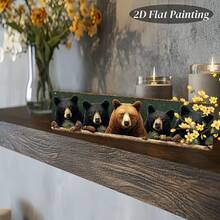 2D Flat Design, 1 Piece Of Vintage American Black Bear Metal Wall Decor, Featuring Pine Cone And Autumn Leaf Elements-Rural Farmhouse Style Decoration, 16inchx4inch Flat Bear Plaque, Suitable Home, Cafe, Office, Garage-Pre-Drilled Holes Easy Installation, 2D Flat Shape - 1 cái - Xem 8