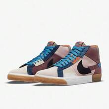 Nike Blazer SB Zoom 斷鉤 拼接防滑耐磨透氣運動休閒舒適百搭中幫板鞋 男女同款 粉褐 - 粉褐 - 查看 3