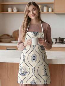 1pc, Lobster Pattern Polyester Apron, Suitable For Cooking, Baking, And Gardening - Can Be Used As Attire For The Kitchen And Dining. - Multicolor - View 10