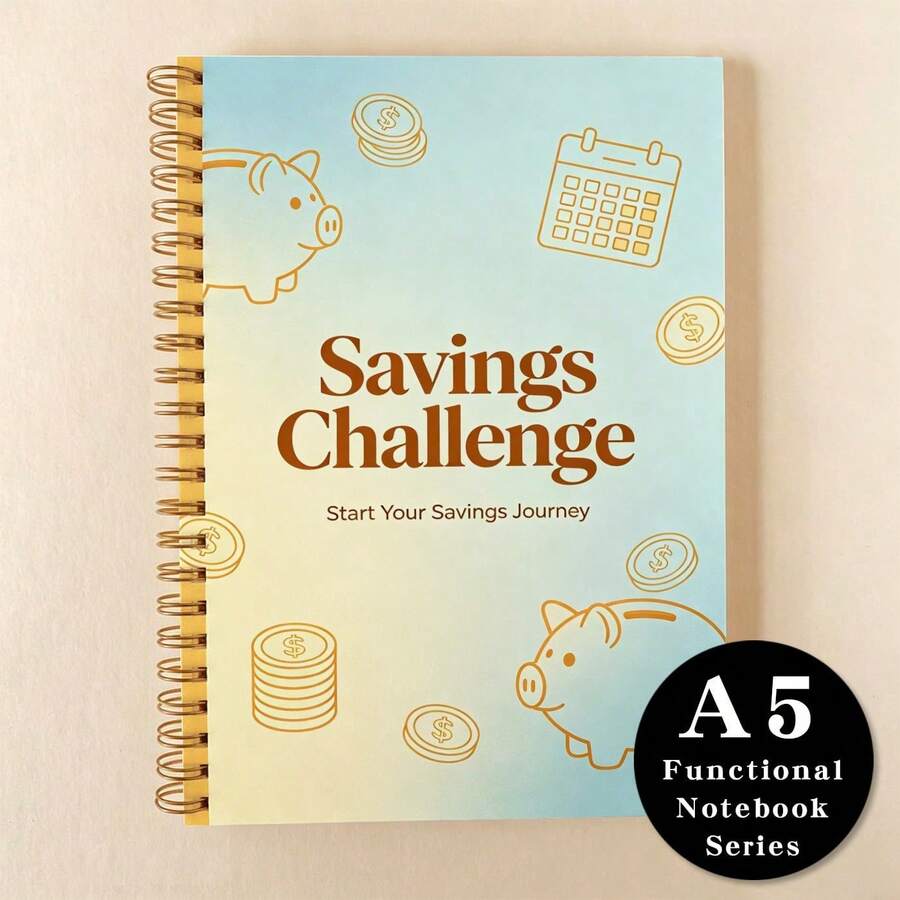 DANPERJI 1 Pc A5 Savings Challenge Notebook 100+ Pre-Designed Templates For 100 Envelope, 52 Week, Sinking Funds & More – Complete Your Savings Goals, For Debt Payoff & Goal Savers - A5 - View 1
