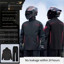 Set de 2 piezas que incluye chaqueta y pantalones, impermeable casual con capucha, unisex, con bolsa de almacenamiento, conjunto completo de chubasquero y pantalón de lluvia, 2 piezas por set - Multicolor - Ver 11