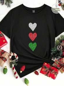 LUNE Camiseta Casual Minimalista con Estampado Gráfico de Calaveras y Flores, Cuello Redondo, Manga Corta, Ajustada para Mujer. Camiseta holgada, casual y versátil, estilo Y2k. - Negro - Ver 5
