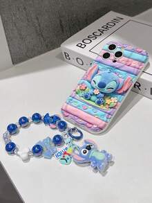 Disney Lilo & Stitch Phone Case With Stitch Charm And Stitch Lanyard - Cute Stitch Protective Case With Flower And Heart Accent Design, Equipped With Delicate Stitch Decorative Lanyard And Beaded Bracelet For Easy Carrying, Compatible With IPhone 17, 16, 15, 14, 13, 12, 11 Pro Series, Ideal For Birthdays, Holidays, Anniversaries, Graduation Gifts, Or Any Special Occasion To Surprise Family, Friends, Classmates, And Loved Ones. - 白色 - 查看 7