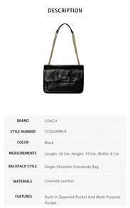 Coach Elodie 女款 Logo 肩背斜挎包 CCZ62IMBLK - 黑色CCZ62IMBLK - 查看 9