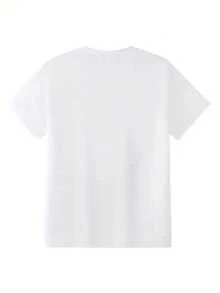 Camiseta de verano casual para hombre, estampado gráfico 2D de gato acuarela, corte holgado, cuello redondo, manga corta - Blanco - Ver 2