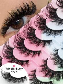 7 Pairs Natural Lengthened Winged False Eyelashes, Soft And Fluffy, Easy To Wear, Reusable, Suitable For Beginners, Daily Wear, Dating, And Party Occasions - Cat Eye Lashes - View 6
