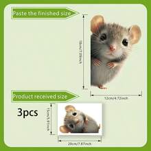 1/3/5pcs Static Glass Film, Cute Probe Mouse Pattern Window Sticker, Double-Sided Printing Removable Privacy Screen Decal, Decorative Sunshade For Home Window Decoration And Interior Glass Surface Ornament - Cute Mouse Window Stickers - View 10