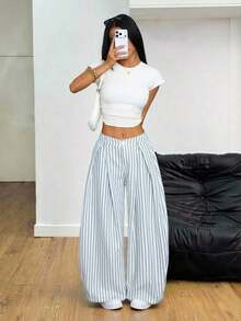 PETITE Pantalones holgados de estilo militar verde del ejército, vintage, casuales y hippies para mujer en verano - Azul - Ver 10
