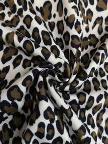 Camiseta de mujer de manga corta con cuello redondo, estampado de leopardo y gráfico numérico - Multicolor - Ver 4