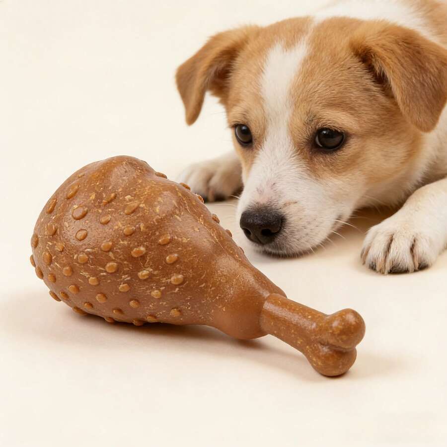 Chicken Leg Chew Toy, Suitable For Small To Medium-Sized Dogs, Made Of Bamboo Fiber And Nylon, A Durable And Chew-Resistant Pet Toy Designed For Dogs With Strong Chewing Habits - ngẫu nhiên - Xem 1