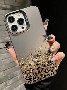 Cheetah, Leopard Print 1pc Leopard Print Flat Pattern, IMD Laser Phone Case With Soft Edge And Hard Back, High Quality Compatible With Apple Models 17/17Pro/17Promax/16/16Plus/16Pro/16ProMax/15/15Plus/15ProMax/14/14Plus/14Pro/14ProMax, 13/13Pro/13ProMax, 12/12Pro/12ProMax, 11/11Pro Max - Black - View 1