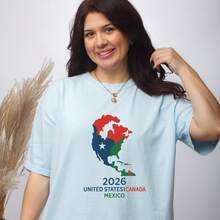 Nueva camiseta unisex de algodón puro, estilo casual, holgada, de cuello redondo, para la Copa Mundial 2026. - Negro - Ver 5