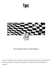 1块1000克厚防起球长方形黑白棋盘格纹仿羊绒地毯，防滑柔软绿色地毯，厚实防滑，脚感舒适。适用于卧室/宠物区。 - A - 查看 12