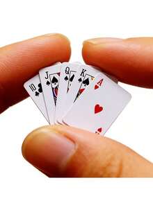54pcs/Set Mini Creative Playing Card Model Set, Decorative Ornament Travel Game, Small Playing Cards, Suitable For Novelty Party Games And Gifts, Playing Card Accessories, Handmade, Novelty Party Game - A - View 3