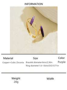 1 Set Vintage Ring & Bracelet Jewelry Set, Suitable For Women's Daily Wear And Parties (Agate Color Random) - Set - View 16