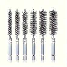 6 pezzi Set di spazzole in acciaio inossidabile con attacco esagonale da 1/4", varietà di dimensioni di spazzole metalliche per sbavatura, rimozione della ruggine, pulizia di fori, lucidatura e molatura, accessori per utensili elettrici - Visualizzare 7