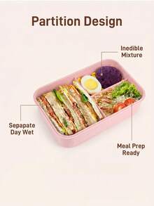 Adult Bento Box Set, Unisex, 3-Compartment Design, Includes Utensils, Sauce Containers, Cupcake Liners, Microwave & Dishwasher , Brown (Knife, Fork, Spoon, Chopsticks Included), Kitchen Supplies, Christmas Gift - Pink - View 3