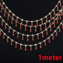 1m Shiny Glass Claw Rhinestone Chain Colorful Beads Pendant Copper Chain Tassel Chain Suitable For Handmade DIY Necklace Bracelet Clothing Decoration Chain - DIY Copper Chain - View 15