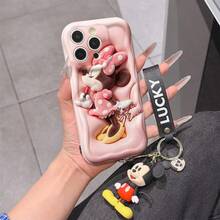 Disney Mickey Mouse Phone Case With Mickey Charm And Lanyard - Cute Mickey Protective Case With Bandana Style And Cheese Textured Background Design, Beaded Bracelet For Easy Carrying, Compatible With IPhone 17, 16, 15, 14, 13, 12, 11 Pro Series, Ideal For Birthdays, Holidays, Anniversaries, Graduation Gifts, Or Any Special Occasion To Surprise Family, Friends, Classmates, And Loved Ones. - White - View 1