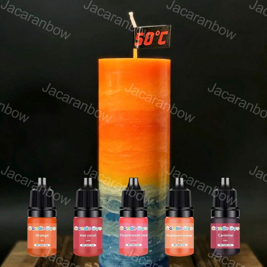 5色/套 - 香薰蜡烛染料,高浓度染料/颜料,适用于手工DIY肥皂、石蜡、大豆蜡、蜡烛制作 - 也适用于艺术绘画用途 - Orange Series / 5 Colors - 查看 1