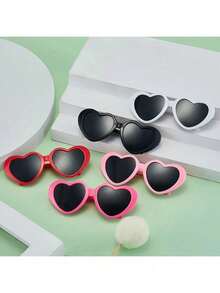 Pet Heart-Shaped Sunglasses - Funny Photo Props For Dogs And Cats, Cute Pet Eyewear Accessories - Multicolor - View 5