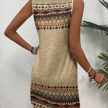 Casual Retro Bohemian Style Women's Geometric Print Camisole Dress, Suitable For Summer,Casual - Multicolor - Ver 3