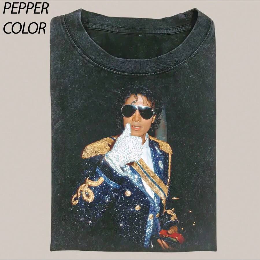 King Of Pop Vintage 90's T-Shirt, Music T-Shirts, 90s Retro Shirt, Music Tees, Vintage Graphic Tee Womenswear Top,Women Clothes, Women's Tops, Tops For Women, Tops, Plus Size Tops, Festival Outfits, All Season Wear, Casual Streetwear - Kiểu 1 - Xem 1
