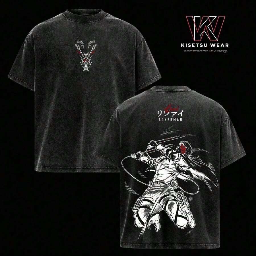 Camiseta Oversized Vintage Lavada Ackerman - Negro - Ver 1