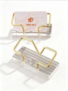 1pc Metal Business Card Holder, Luxury Office Business Card Stand, Creative Iron Minimalist Fashion Card Display Rack, Suitable For Office Desk Card Storage, Office Supplies! Back To School - Multicolor - View 13