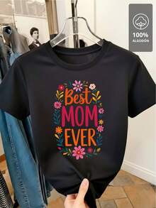 Playera Estampada de Mujer BEST MOM EVER FLORAL - Edición Elite | - Negro - Ver 2