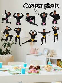 7/14/21pc Banner trang trí tiệc chủ đề Cơ bắp nam giới có thể tùy chỉnh, màu đen và vàng, hình ảnh năng động, có thể chèn ảnh cá nhân hóa cho đám cưới, sinh nhật, lễ tốt nghiệp, chất liệu giấy bền, không cần điện, phông nền sự kiện, trang trí sống động, trang trí có thể tái sử dụng, trang trí tùy chỉnh, lễ tốt nghiệp, quà tặng cá nhân hóa - Đen 1 - Xem 12
