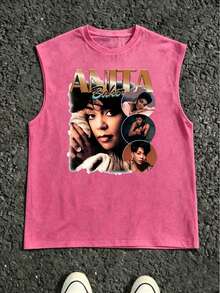 Vintage Anita Baker Big Head T-Shirt Unisex Retro R&B Graphic Tank Top Must-Have For 80s Music Fans Soft Comfy Top Perfect For Concerts Hangouts - 紅色4 - 查看 1