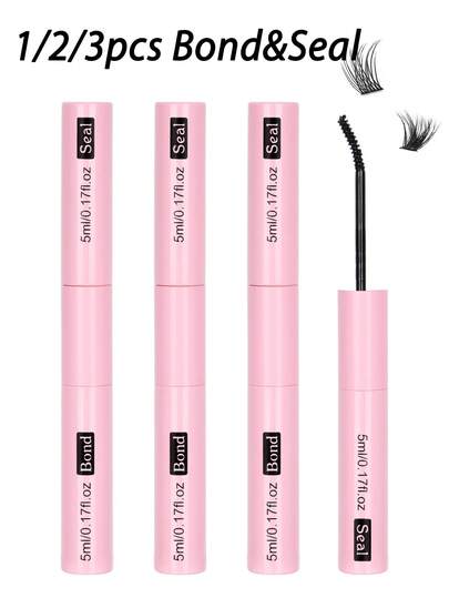 3/2/1 Pcs Eyelash Glue 5ml Eyelash Glue + 5ml Sealer 2-In-1 Eyelash Cluster Glue, Strong Hold Long-Lasting Waterproof, Comfortable All-Day Wear, Convenient For DIY Eyelash Design At Home