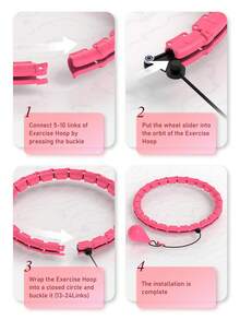 JKSHMYT 47-Inch Plus Size Weighted Fitness Hoop, 24 Detachable Chain Links, Suitable For Women And Beginners - Pink - View 5