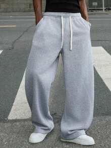 Men's Light Gray Sweatpants, Minimalist Fashion Casual, American Sports Outdoor Jogging - Light Grey - View 8