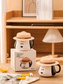 SNOOPY 史努比主题陶瓷马克杯，带盖和礼盒，500毫升，可爱卡通图案，是生日和节日礼物的理想之选。 - 彩色 - 查看 1