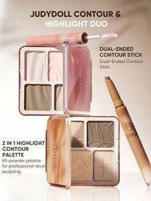 JUDYDOLL DUAL-END CONTOUR & HIGHLIGHT STICK, Stik Kontur & Highlight untuk Shading, Highlighting, Membentuk Hidung, Garis Bibir, Mencerahkan Wajah, Menutupi Lingkaran Hitam, Profil Samping, Makeup - 01 Nuansa Dingin & Zaitun - View 9