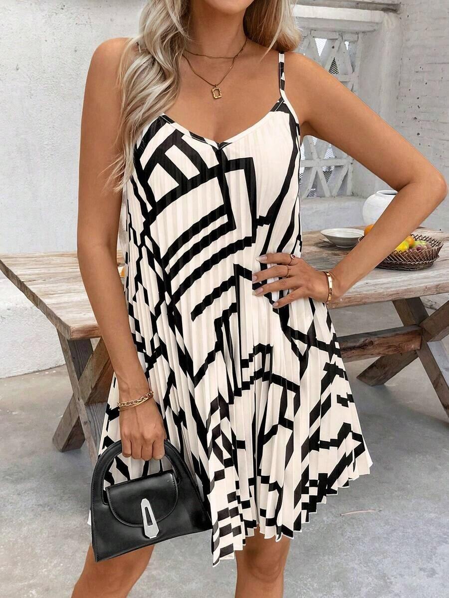 Clasi Vestido Naranja Plisado Sin Tirantes, Vestido De Color Coral, Vestido De Primavera - Blanco y Negro 2 - Ver 1