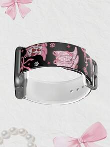 1條黑色背景西部牛仔風粉色靴子與小花矽膠錶帶，適用於Apple Watch 38mm 40mm 41mm 42mm 44mm 45mm 46mm 49mm，柔軟舒適可替換運動錶帶，適用於Series Ultra/S11/S10/SE/8/7/6/5/4/3/2/1 智慧手錶，獨特個性化情人節禮物時尚配件 - 彩色 - 查看 5