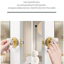 1pc American Style Privacy Bathroom Lock - Zinc Alloy, Crystal Handle, Keyless Entry, Quiet Operation, Suitable For Wooden Doors - Light Gold Brushed - View 5