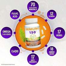 [Mother's Day Gift For Mom][2-Piece Set]Immuno 150, Immune Support Supplement, Packed With 70 Plant Minerals, 13 Essential Vitamins And 68 Additional Nutrients-150 Vegetable Capsules- Immune Boost For All Age Groups - 450 Count - 查看 3