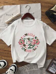 Camiseta Casual Blanca de Mujer, Cuello Redondo, Manga Corta con Hombros Caídos, Largo Regular RZVB - Blanco - Ver 2