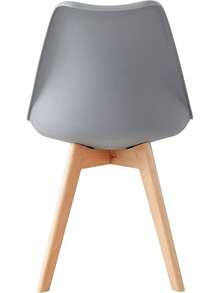 4-Pack Dining Chairs Natural Wood Legs Grey Cushioned Office Lounge Kitchen Contemporary Design - Grey - View 7