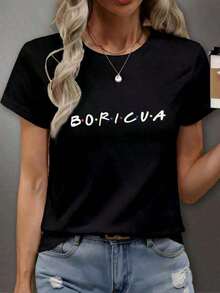 Playera de manga cortaanimegráficojuvenilPayeahBoricuaImprimirCamisetaCamisetacómodaeinformaldealgodónpesadoCamisetadealtacalidaddealgodónpuroconimpresiónminimalista,telasuaveytranspirable,cómodayholgada,adecuadaparaUsartodoeldía. Camisa de mujer Casual 100% Algodón 100% Algodón - Negro - Ver 6