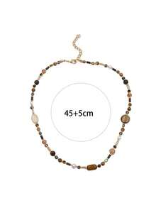 Natural Tiger Eye Beaded Necklace, Elegant High-End Accessory For Women - Tiger's Eye - View 2